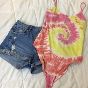 ☯️🌈  SOLD Tie Dye Spaghetti Strap Bodysuit 🌈☯️